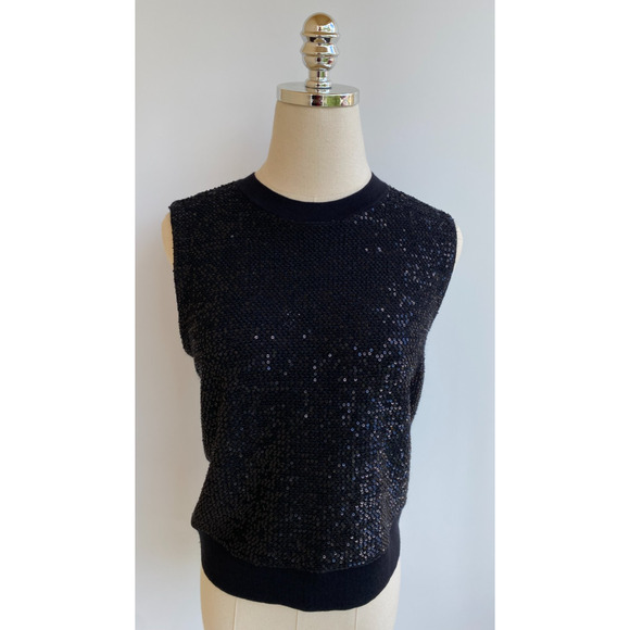 CURRENT St John Sequin Knit Tank Top Wool Silk sz M $495 - Picture 4 of 11